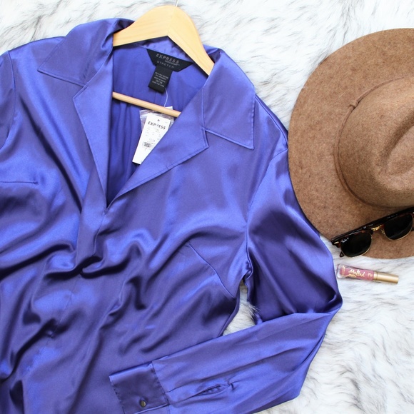 Express Tops - NWT Express Stretch Satin Blouse Size XL